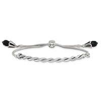 Sterling Silver Antiqued Reflections Black Crystal Briolette Bracelet with Lobster Clasp Adjustable 6 to Bolo, 9" view 4