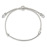 Sterling Silver Antiqued Reflections Clear Crystal Bracelet with Lobster Clasp Adjustable 6 to Bolo, 9" view 3