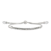 Sterling Silver Antiqued Reflections Clear Crystal Bracelet with Lobster Clasp Adjustable 6 to Bolo, 9" view 4