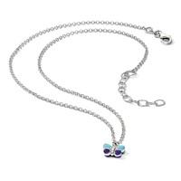 Sterling Silver Polished Blue & Purple Enameled Petite Butterfly Necklace with 1.5 Inch Extension, 15" view 5