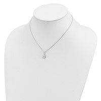 Sterling Silver Polished Yellow & White Enameled Flower Necklace - 15in view 4