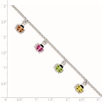 Sterling Silver Polished Multi-color Enameled Ladybugs Children's Bracelet view 3
