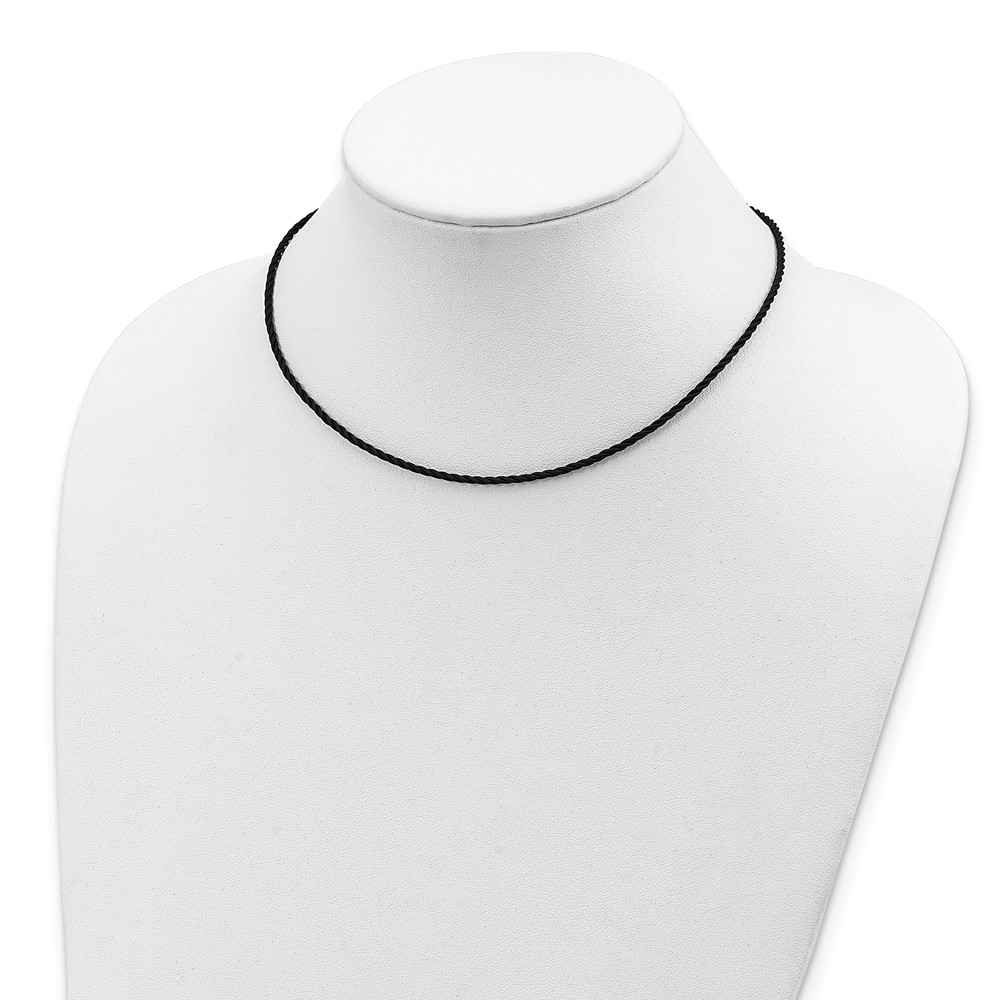 Sterling Silver 18 inch 2mm Black Twisted Rubber Necklace (QG3559-18)