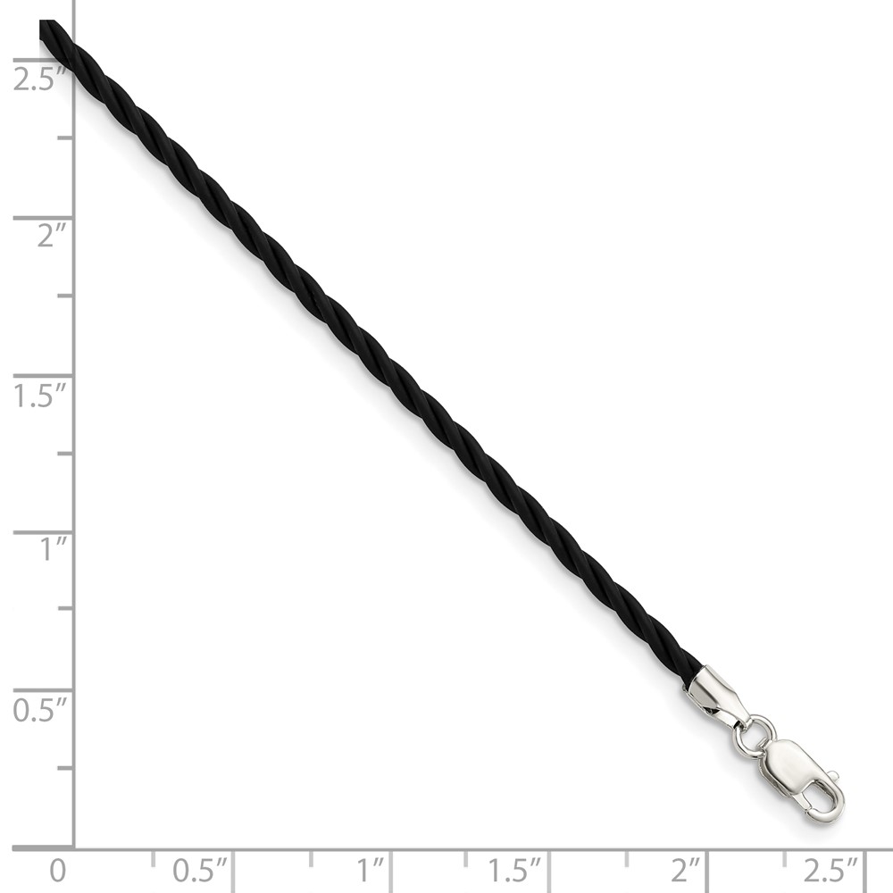Sterling Silver 18 inch 2mm Black Twisted Rubber Necklace (QG3559-18)
