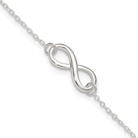 Sterling Silver Infinity Plus 1 Inch Extender - Total 10 Inch Anklet - 9in view 1
