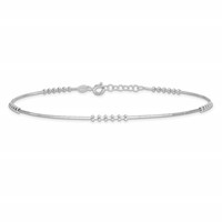 Sterling Silver Rhodium-plated Beaded Plus 0.5 Inch Extender - Total 10.5 Inch Anklet, 10" view 3