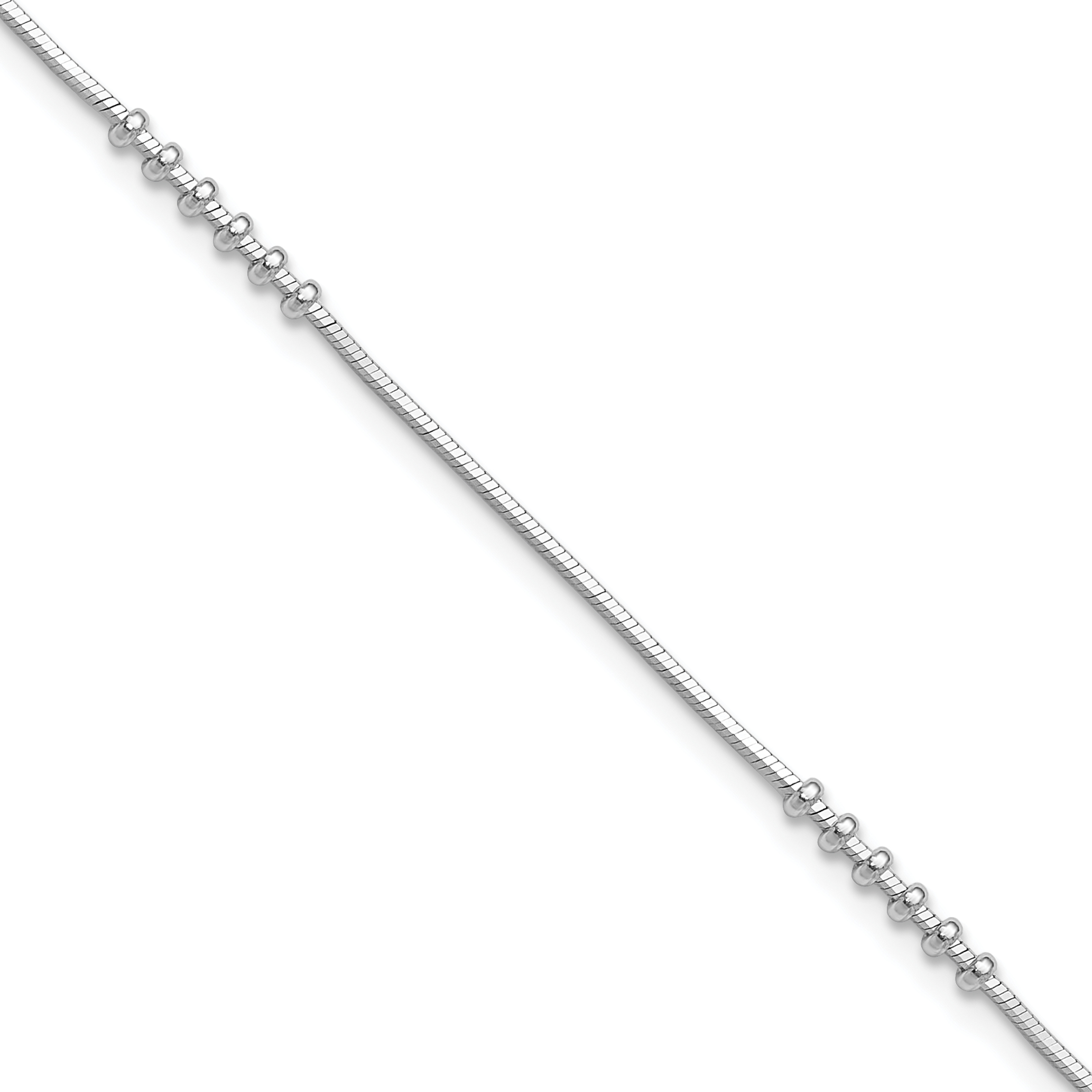 Sterling Silver Rhodium-plated Polished w/.5in extension Anklet (QG3567-10)