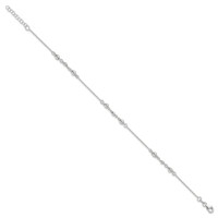 Sterling Silver Beaded 9 Inch Plus 1 Inch Extender - Total 10 Inch Anklet view 2