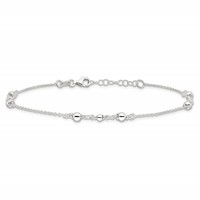 Sterling Silver Beaded 9 Inch Plus 1 Inch Extender - Total 10 Inch Anklet view 3