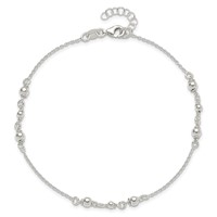 Sterling Silver Beaded 9 Inch Plus 1 Inch Extender - Total 10 Inch Anklet view 4