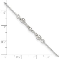 Sterling Silver Beaded 9 Inch Plus 1 Inch Extender - Total 10 Inch Anklet view 5