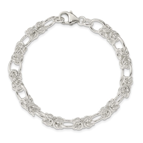 Sterling Silver Polished Fancy Link Bracelet