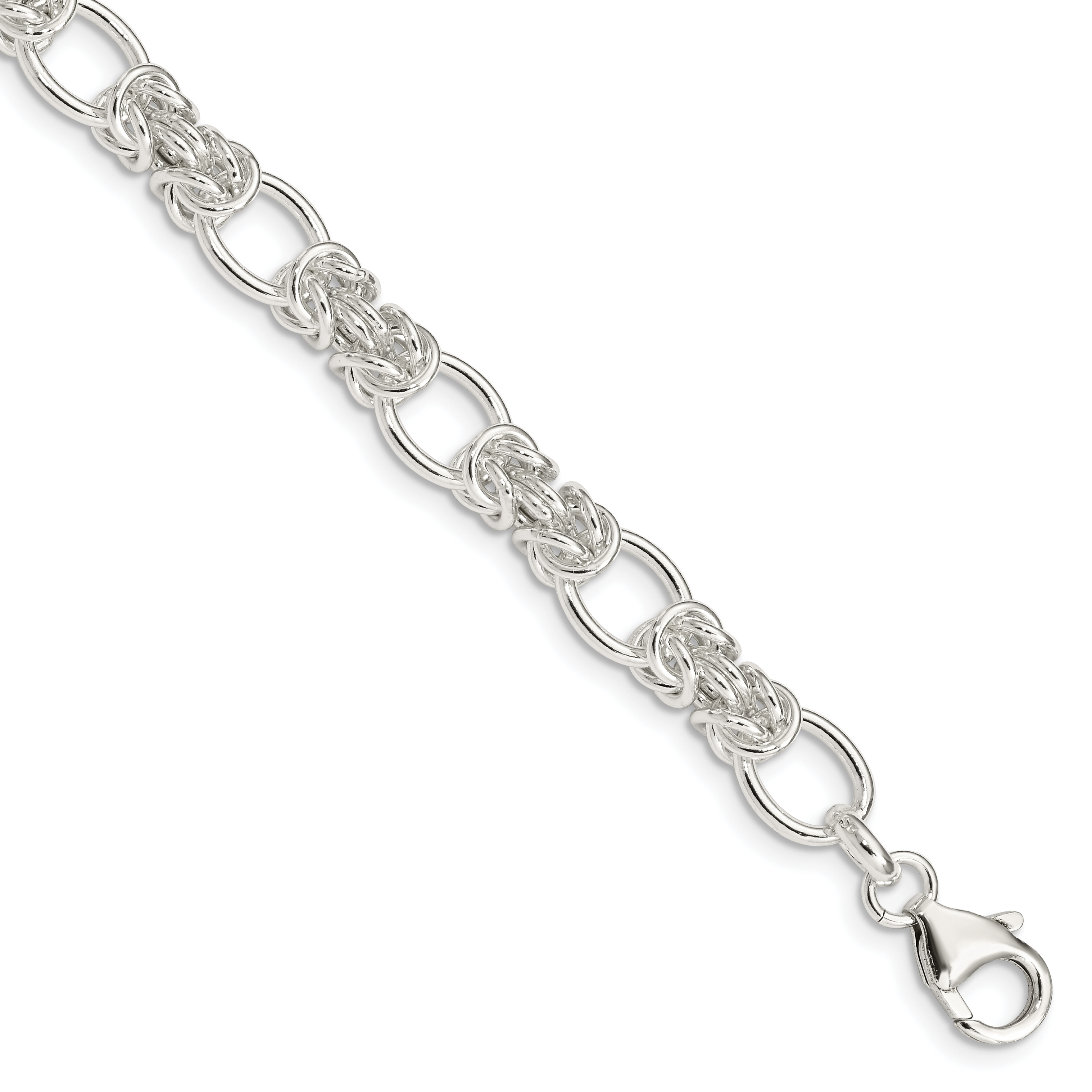 Sterling Silver Polished Fancy Link Bracelet (QG3583-7.75)