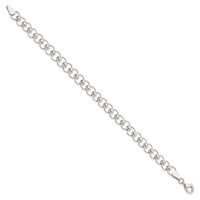 Sterling Silver Polished 6.5mm Beaded Link Bracelet, 7.5" view 2