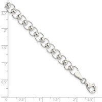 Sterling Silver Polished 6.5mm Beaded Link Bracelet, 7.5" view 3