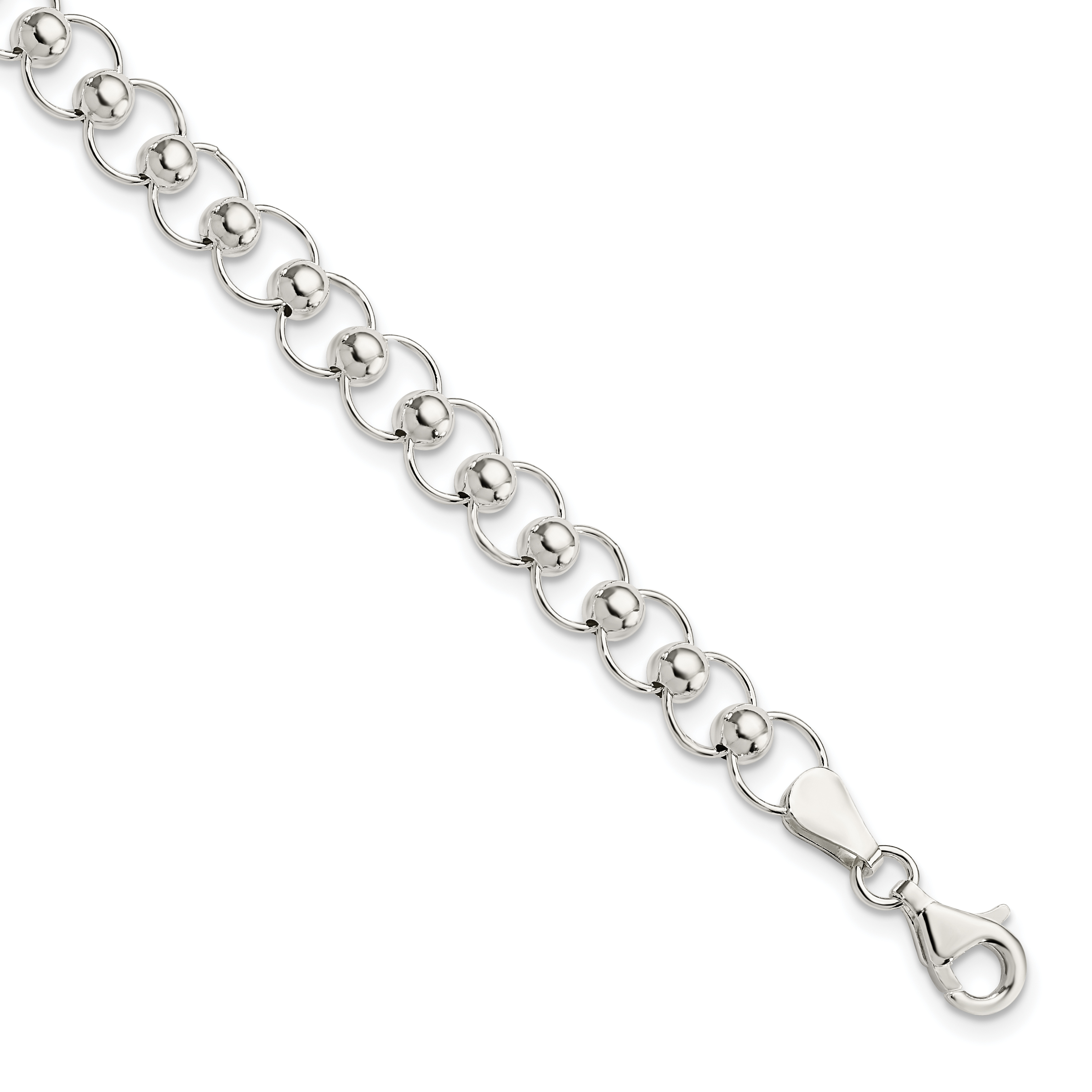 Sterling Silver Polished Beaded Bracelet (QG3594-7.5)