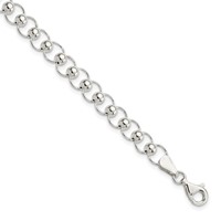 Sterling Silver Polished 6.5mm Beaded Link Bracelet, 7.5" view 1