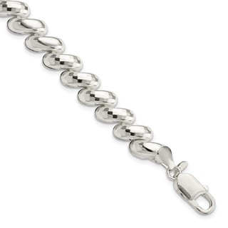 Sterling Silver Fancy Diamond-cut San Marco Bracelet
