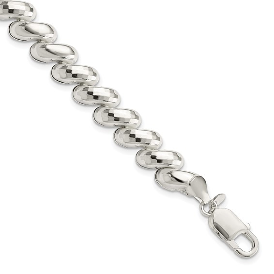 Sterling Silver Fancy Diamond-cut San Marco Bracelet