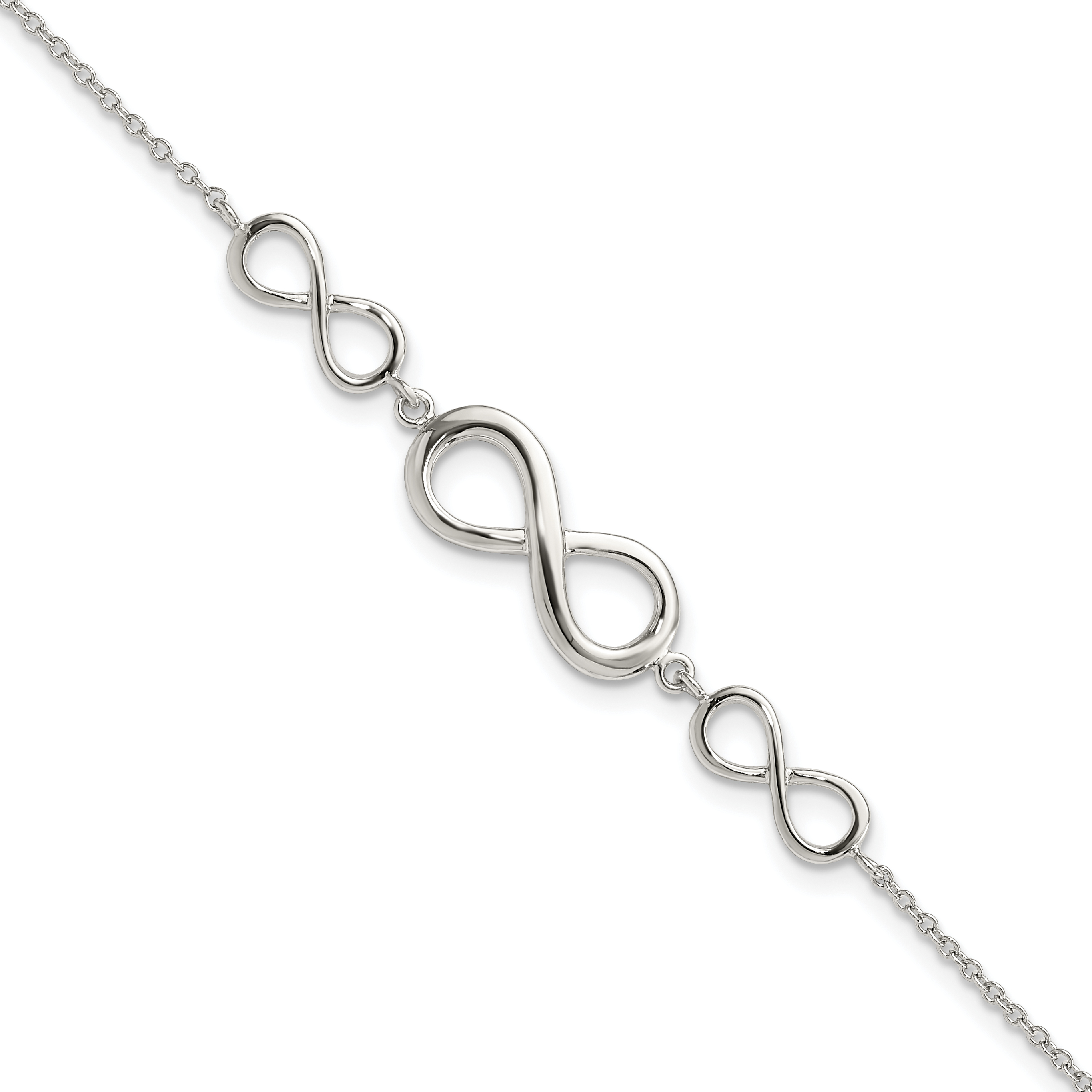 Sterling Silver Rhodium-plated Polished Infinity Symbol Bracelet (QG3627-7.25)