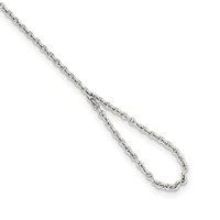 Sterling Silver Rhodium-plated Polished CZ Heart Arrow Attached Chain Ring Bracelet, 7" view 4