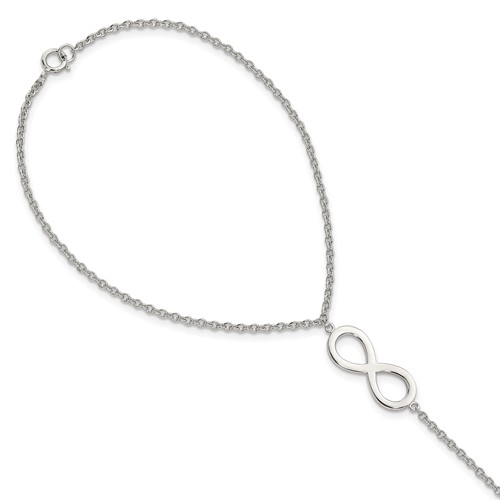 Sterling Silver RH-plated Polished Infinity Symbol Attached Ring/Bracelet