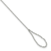 Sterling Silver Rhodium-plated Polished Cross Attached Chain Ring Bracelet, 7" view 4
