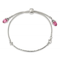 Sterling Silver Antiqued Pink Crystal Briolette Bracelet with Lobster Clasp Adjustable 6 to Bolo, 9" view 4
