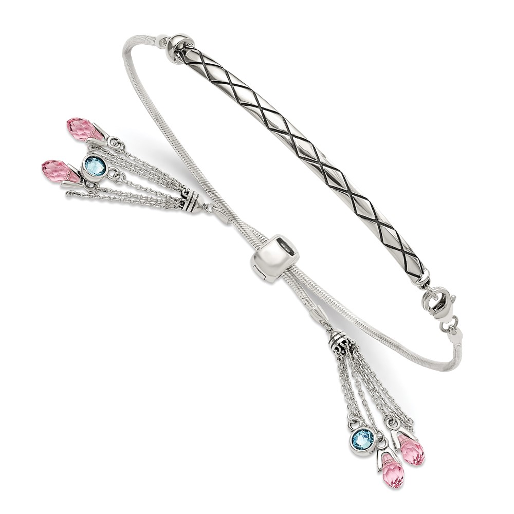 Sterling Silver Swarovski Crystal Briolette Adjustable Bracelet