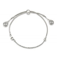 Sterling Silver Antiqued Filigree Drops Bracelet with Lobster Clasp Adjustable 6 to Bolo, 9" view 3