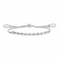 Sterling Silver Antiqued Crystal Briolette Tassel Bracelet with Lobster Clasp Adjustable 6 to Bolo, 9" view 3
