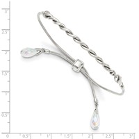 Sterling Silver Antiqued Crystal Briolette Tassel Bracelet with Lobster Clasp Adjustable 6 to Bolo, 9" view 2