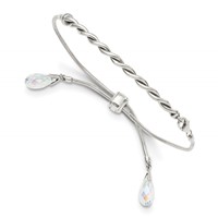 Sterling Silver Antiqued Crystal Briolette Tassel Bracelet with Lobster Clasp Adjustable 6 to Bolo, 9" view 1