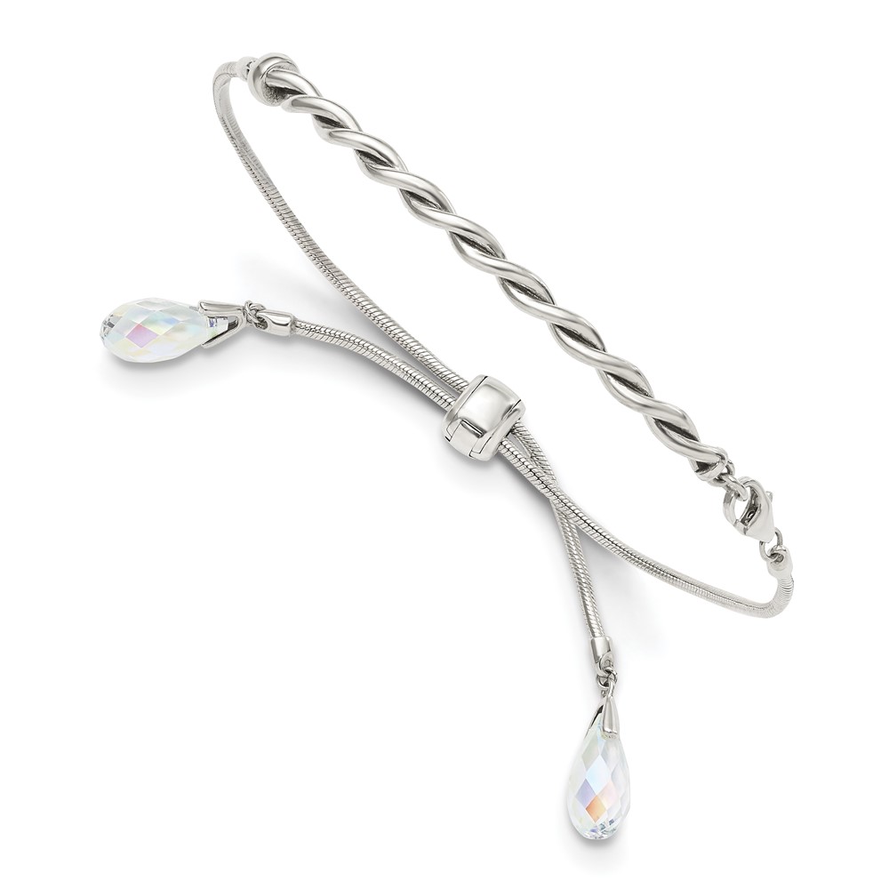 Sterling Silver Swarovski Crystal Tassel Adjustable Bracelet