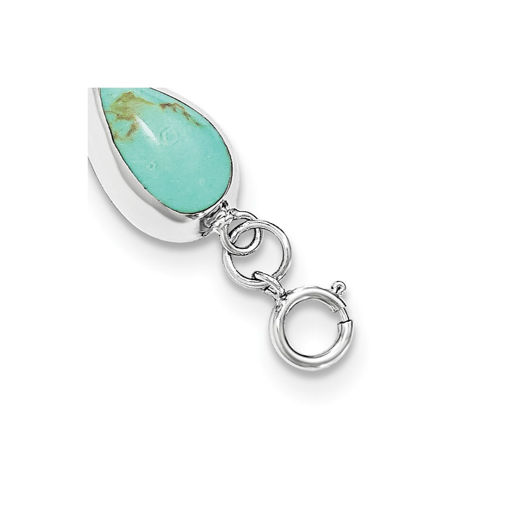Sterling Silver Rhodium-plated Teardrop Synthetic Turquoise Bracelet (QG3641-7.75)