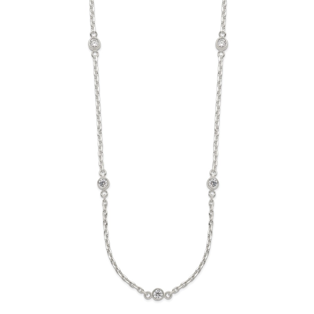 Sterling Silver Polished 5-Station CZ Necklace (QG3642-18)