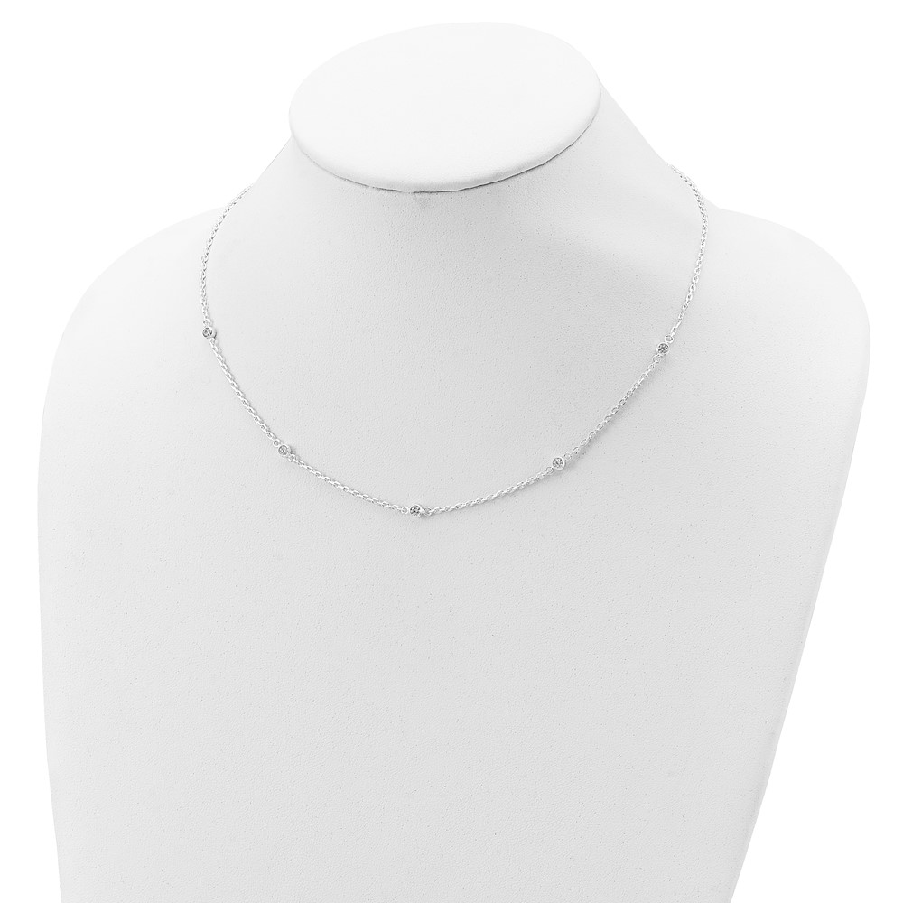 Sterling Silver Polished 5-Station CZ Necklace (QG3642-18)