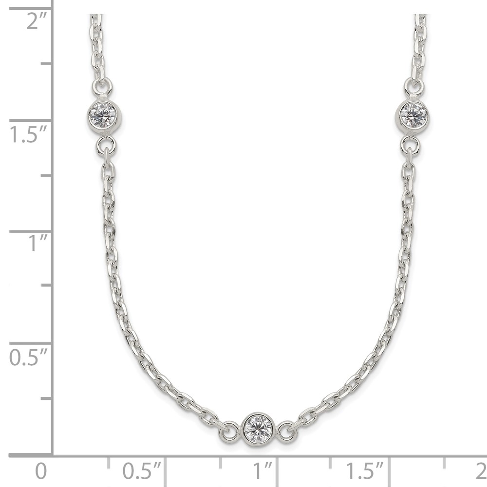 Sterling Silver Polished 5-Station CZ Necklace (QG3642-18)