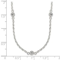 Sterling Silver Polished 6mm Bezel CZ 5-Station Necklace, 18" view 3