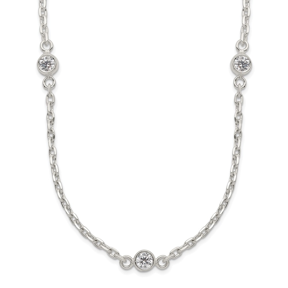 Sterling Silver Polished 5-Station CZ Necklace (QG3642-18)