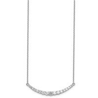 Sterling Silver Rhodium-plated Graduated CZ Curved Bar Necklace with 2 Inch Extension, 16" view 2