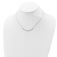 Sterling Silver Rhodium-plated Graduated CZ Curved Bar Necklace with 2 Inch Extension, 16" view 4