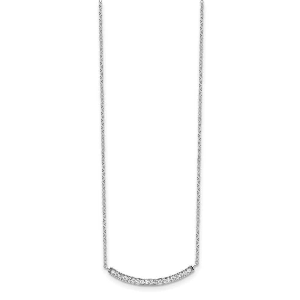 Sterling Silver Rhodium-plated CZ Fancy Bar Necklace (QG3650-18)