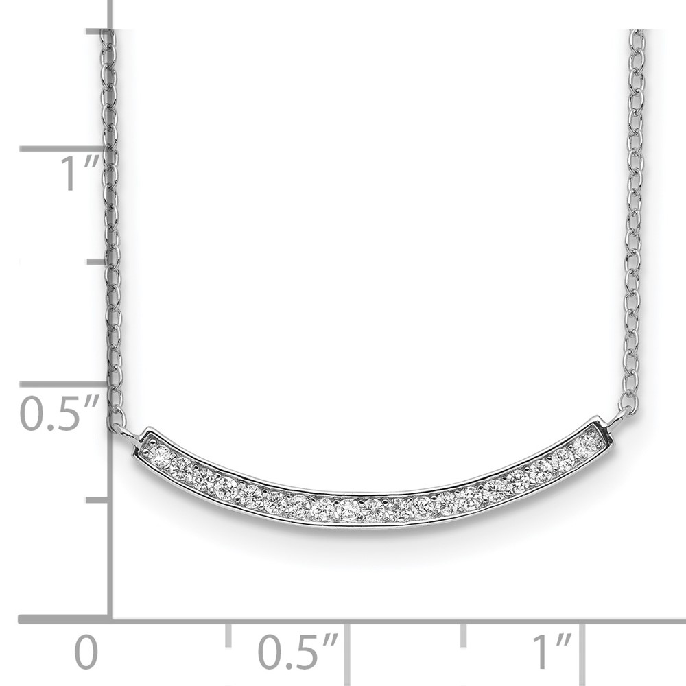 Sterling Silver Rhodium-plated CZ Fancy Bar Necklace (QG3650-18)