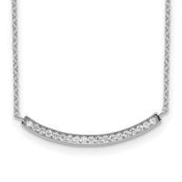 Sterling Silver Rhodium-plated CZ Curved Bar Necklace, 18" view 1