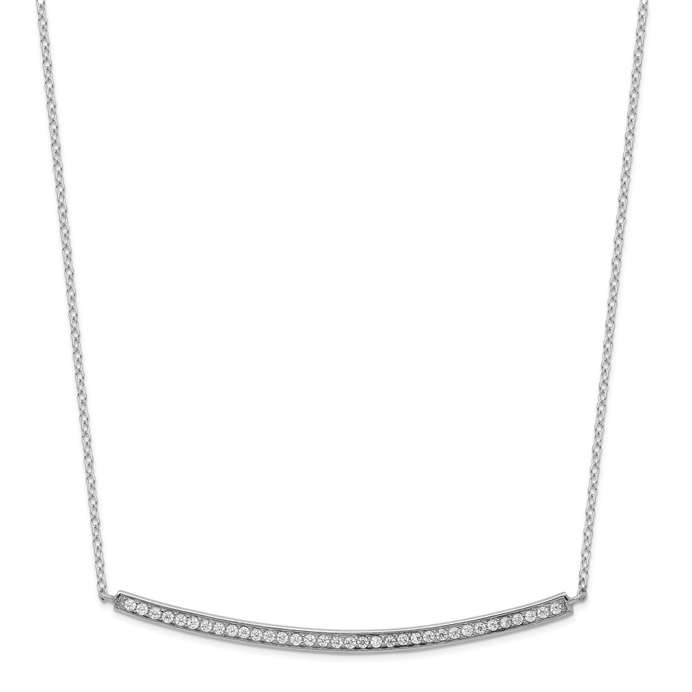 Sterling Silver Rhodium-plated CZ w/2in ext. Bar Necklace (QG3651-16)