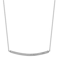 Sterling Silver Rhodium-plated CZ Bar Necklace with 2 Inch Extension, 16" view 2