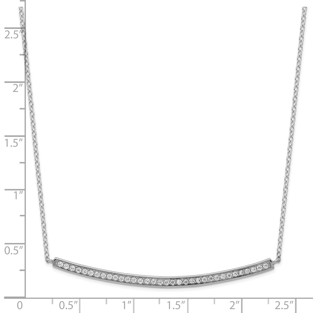 Sterling Silver Rhodium-plated CZ w/2in ext. Bar Necklace (QG3651-16)