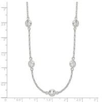 Sterling Silver Polished 6mm Bezel CZ 5-Station Necklace, 18" view 3
