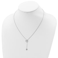Sterling Silver Rhodium-plated Polished Hearts Necklace with CZ Adjustable Lariat, 20" view 4
